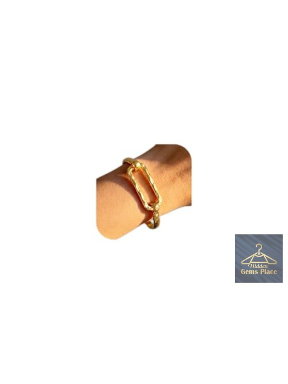 14K Gold Plated Hammered Chunky Cuff Bangle Bracelet